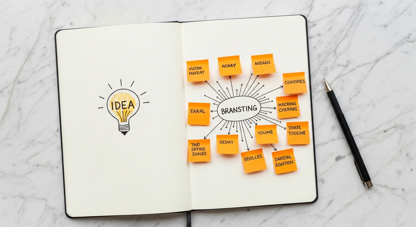 Designer sketching ideas on a notepad to overcome creative block